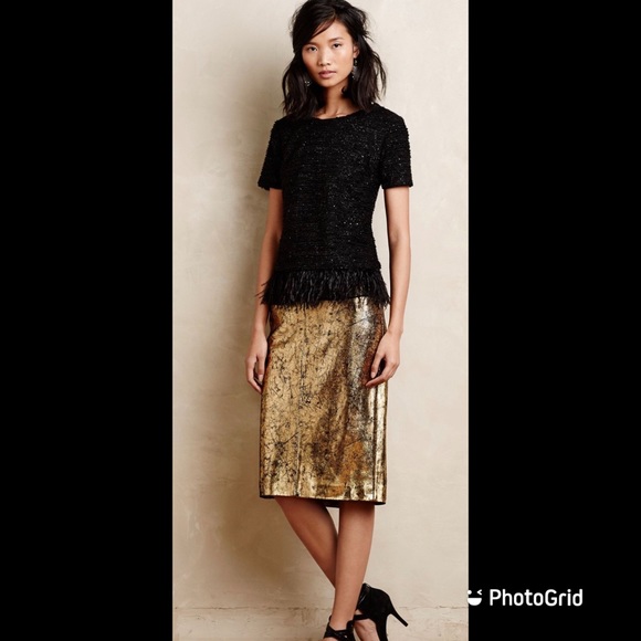 💕HP💕Gold/Black Leather “Crackled “ Look  Pencil Skirt NWT (RAOUL) also fits reg - Picture 6 of 11